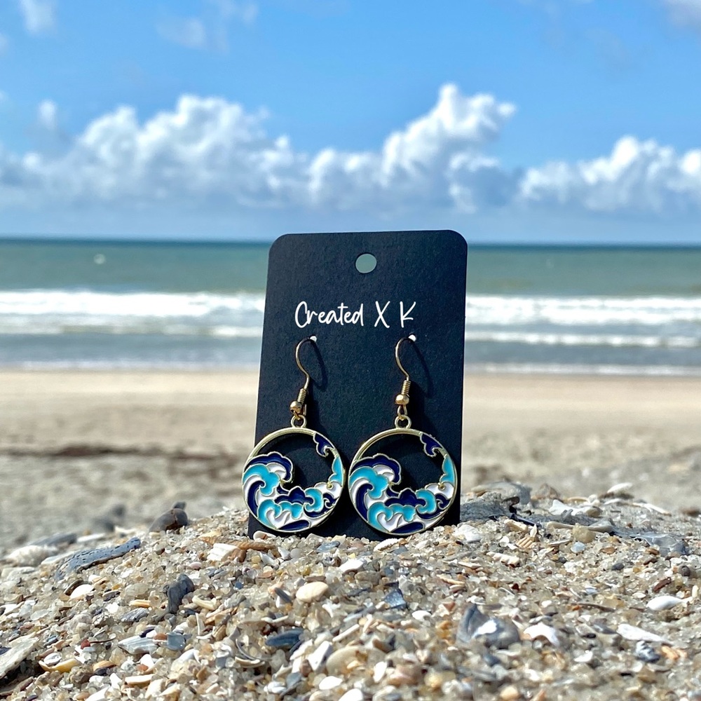 Enamel Ocean Wave Earrings | Handmade